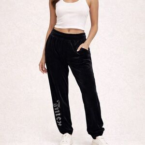 Juicy Couture Black Velour Y2K lounge wear sweatpants Joggers